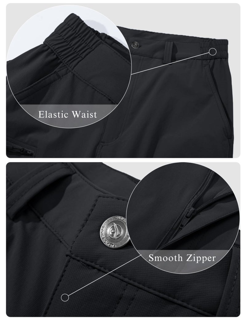 MAGCOMSEN Quick Dry Hiking Pants Men Waterproof Travel Pants Lightweight Stretch Utility for Fishing Safari Camping Black - Image 4